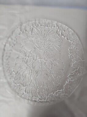 Vintage Pilgrim Glass Cat Party Platter – 13" Clear Embossed Art Glass